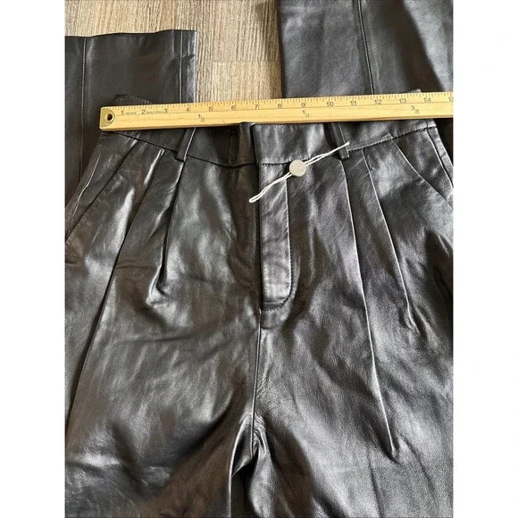Walter Baker Luka Lamb Leather Black Wide Leg Slouchy Pants Size 4 NWT READ $750 - Picture 10 of 14